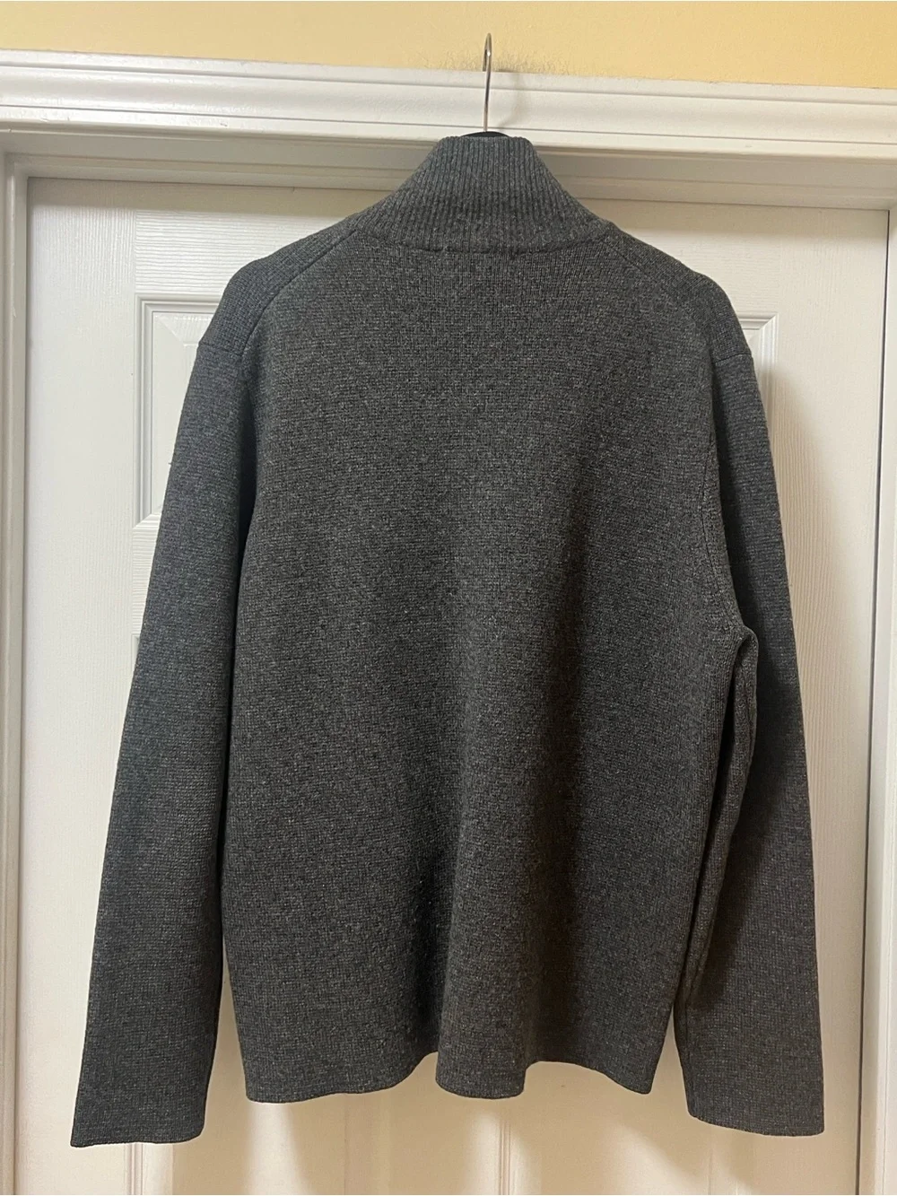 J. Crew Men’s Dark Charcoal Gray Full Zip Wool Mock Neck Sweater